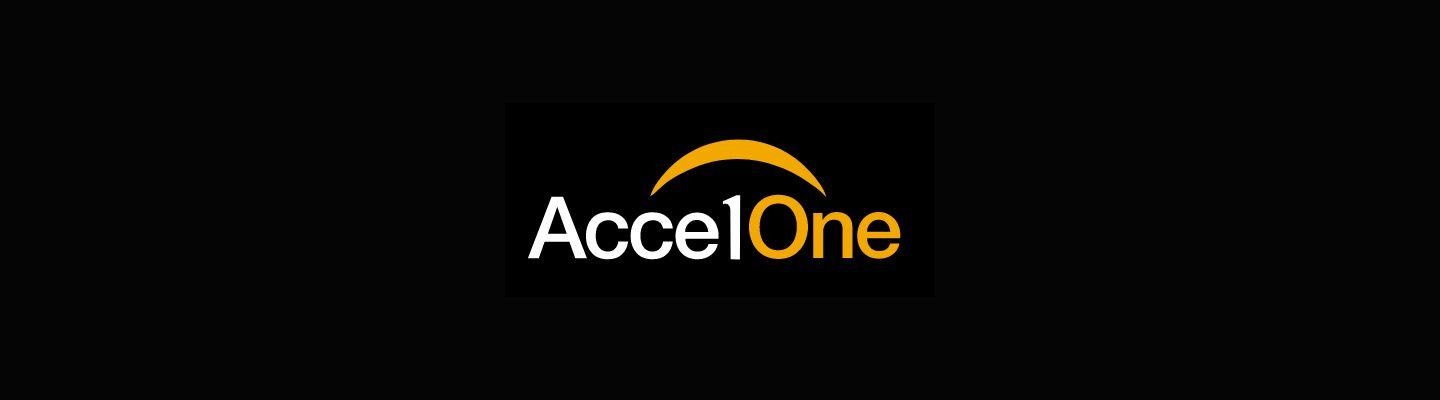AccelOne logo in black background